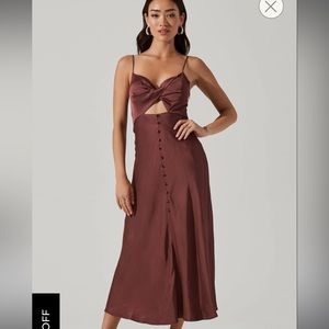 ASTR The Label Farida satin cut-out midi dress